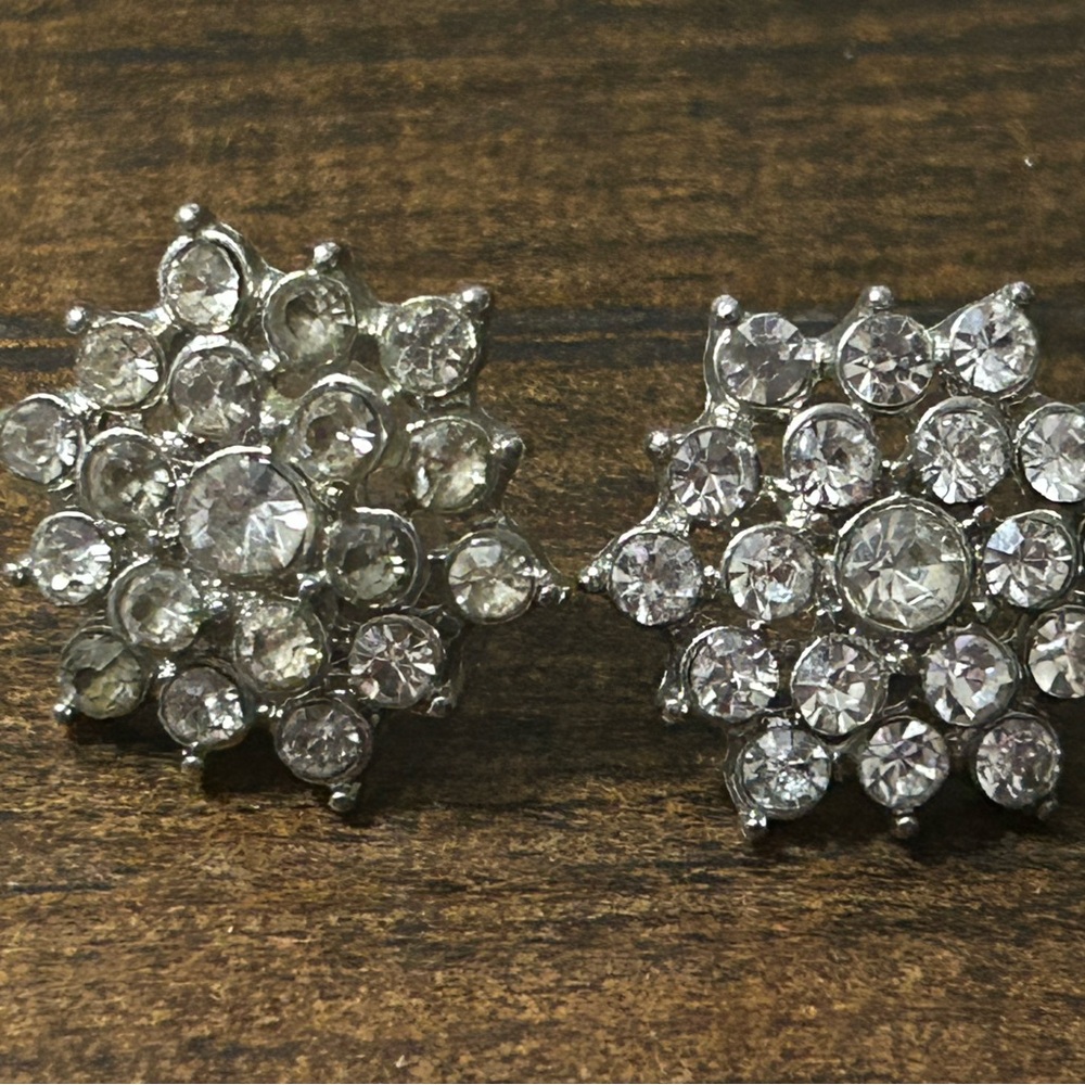 Dazzling Silver Crystal Cluster Earrings